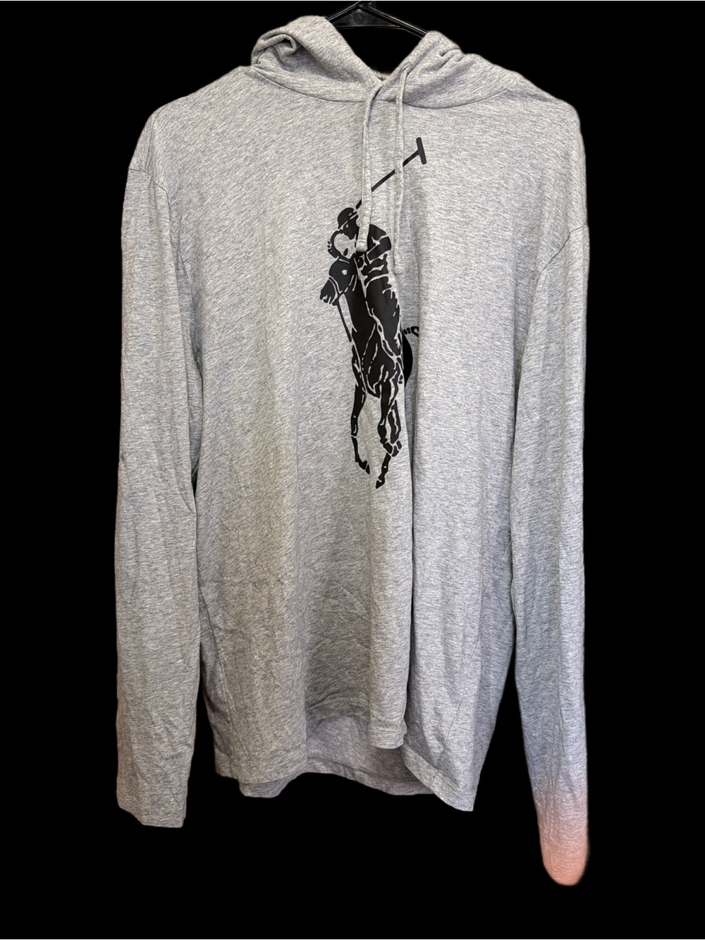 Polo by Ralph Lauren Men's Grey Hoodie Long Sleeve Shirt with Polo Player LRG